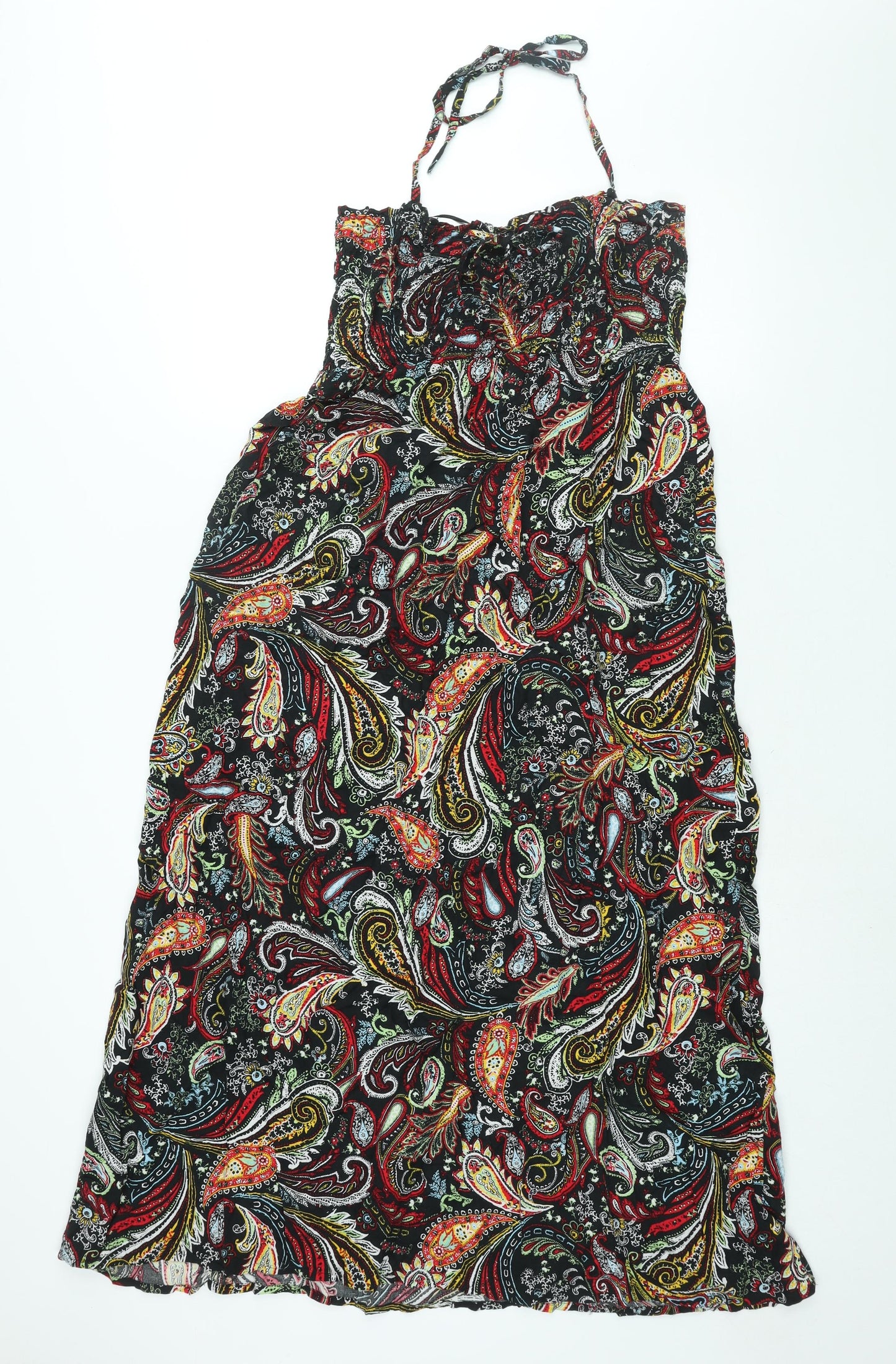 Marks and Spencer Womens Multicoloured Paisley Viscose Maxi Size 14 Halter Pullover