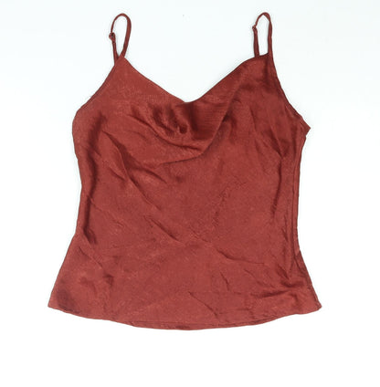 Womens UK Size 10 PRETTYLITTLETHING Red Camisole Blouse