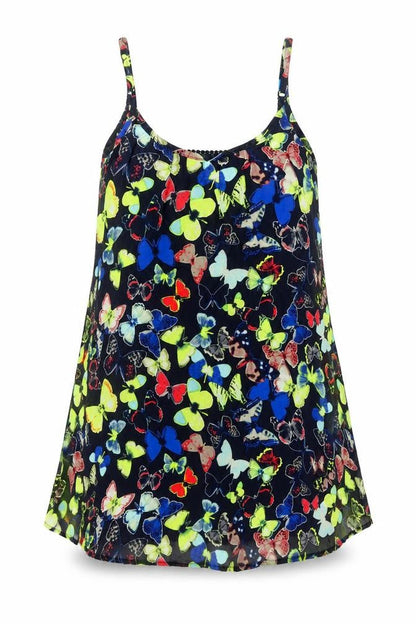 Fire Womens Multicoloured Geometric Polyester A-Line Size S Scoop Neck Pullover - Butterfly Print