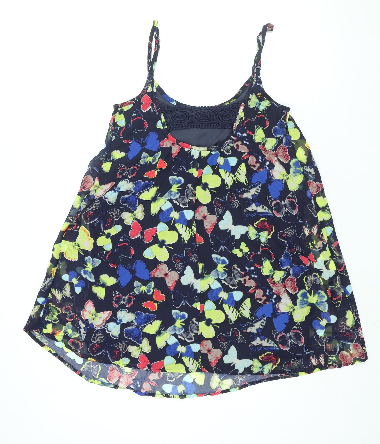 Fire Womens Multicoloured Geometric Polyester A-Line Size S Scoop Neck Pullover - Butterfly Print