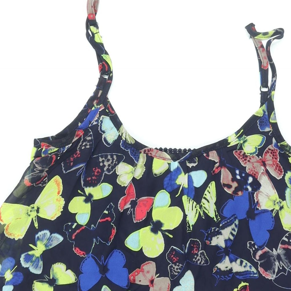 Fire Womens Multicoloured Geometric Polyester A-Line Size S Scoop Neck Pullover - Butterfly Print