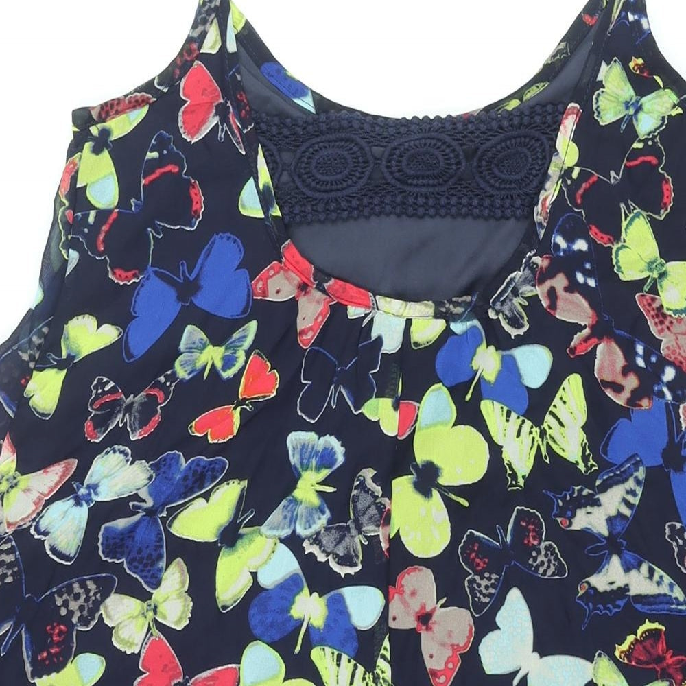 Fire Womens Multicoloured Geometric Polyester A-Line Size S Scoop Neck Pullover - Butterfly Print