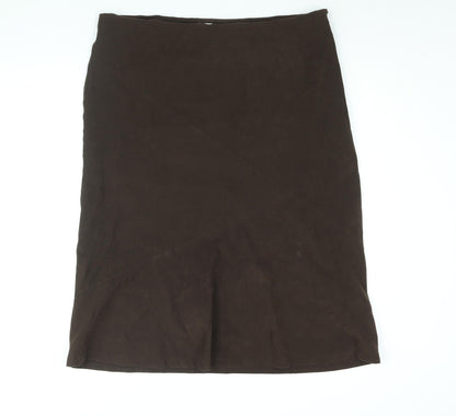 Etam Womens Brown Polyester A-Line Skirt Size 16 Zip