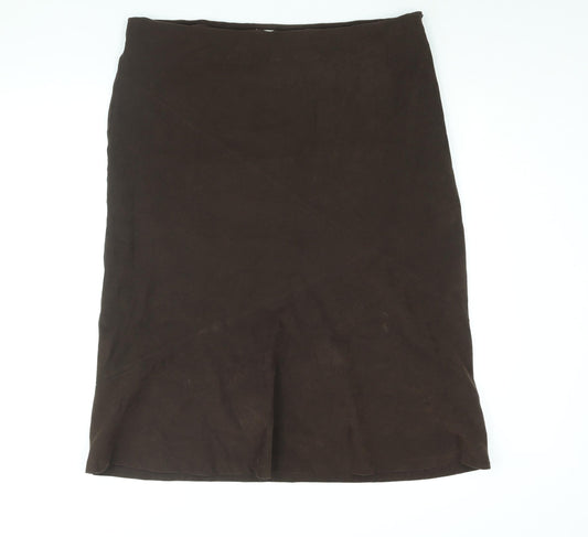 Etam Womens Brown Polyester A-Line Skirt Size 16 Zip
