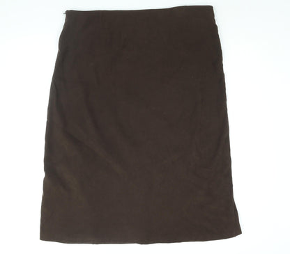 Etam Womens Brown Polyester A-Line Skirt Size 16 Zip