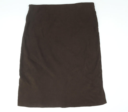 Etam Womens Brown Polyester A-Line Skirt Size 16 Zip