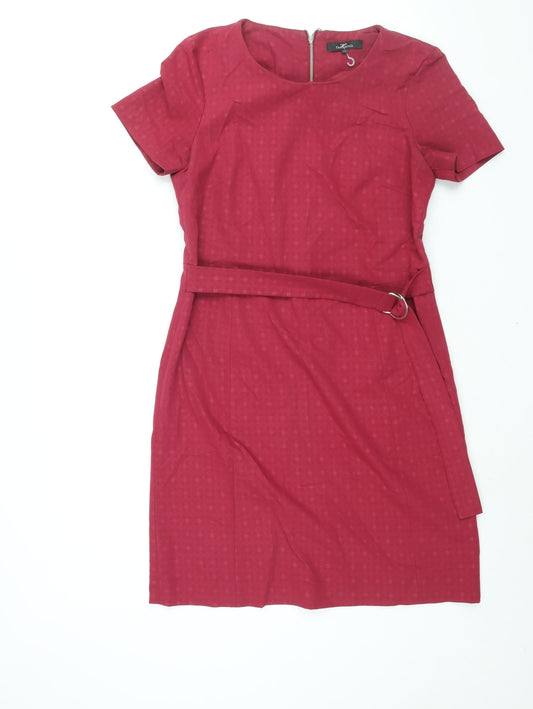 NEXT Womens Pink Polyester Shift Size 12 Round Neck Zip - Belted