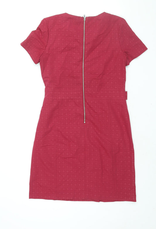 NEXT Womens Pink Polyester Shift Size 12 Round Neck Zip - Belted