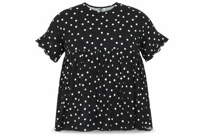 ASOS Womens Black Polka Dot Cotton Shift Size 14 Round Neck Pullover - Smocked