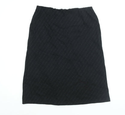 Equinox Womens Black Striped Cotton A-Line Skirt Size M