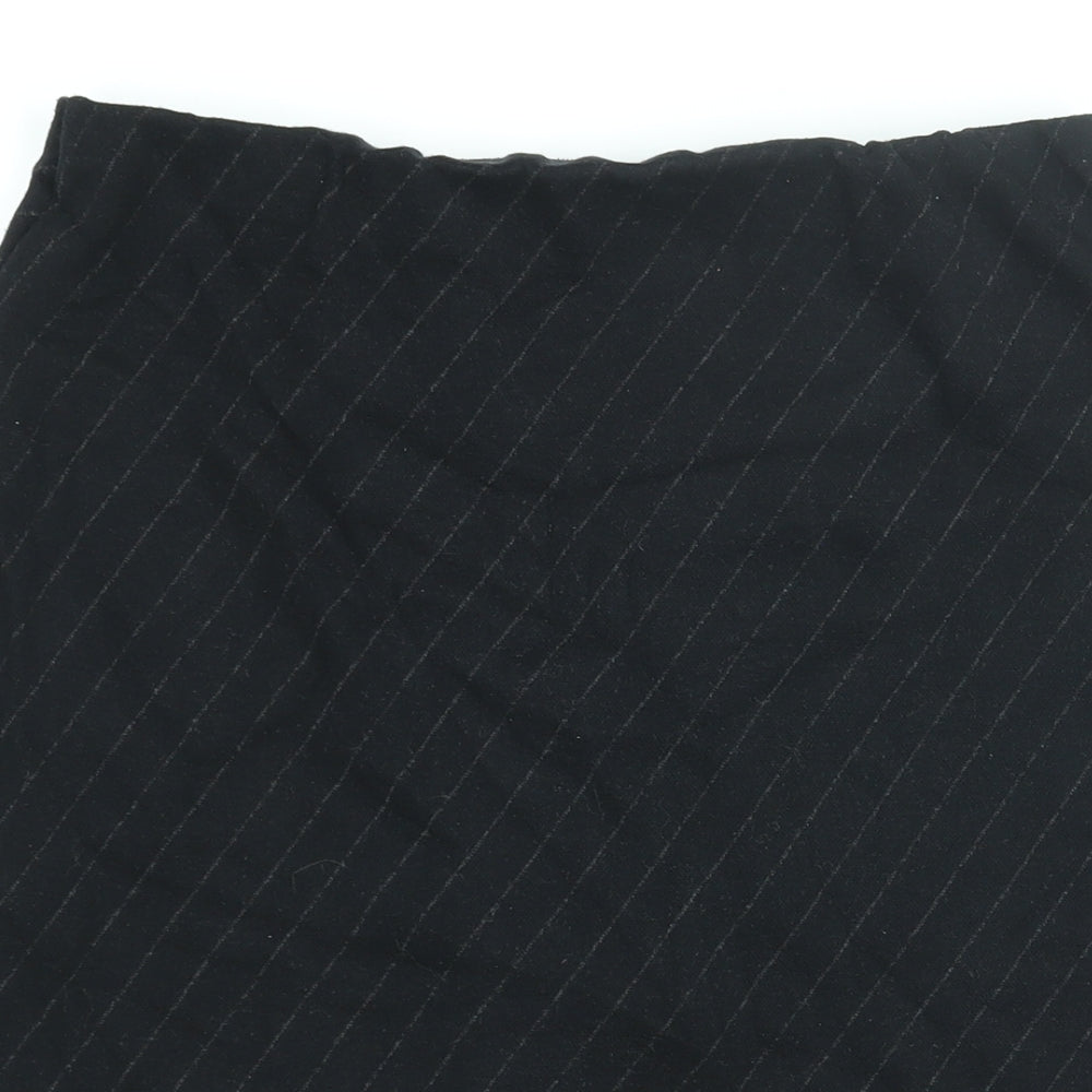 Equinox Womens Black Striped Cotton A-Line Skirt Size M