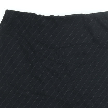 Equinox Womens Black Striped Cotton A-Line Skirt Size M
