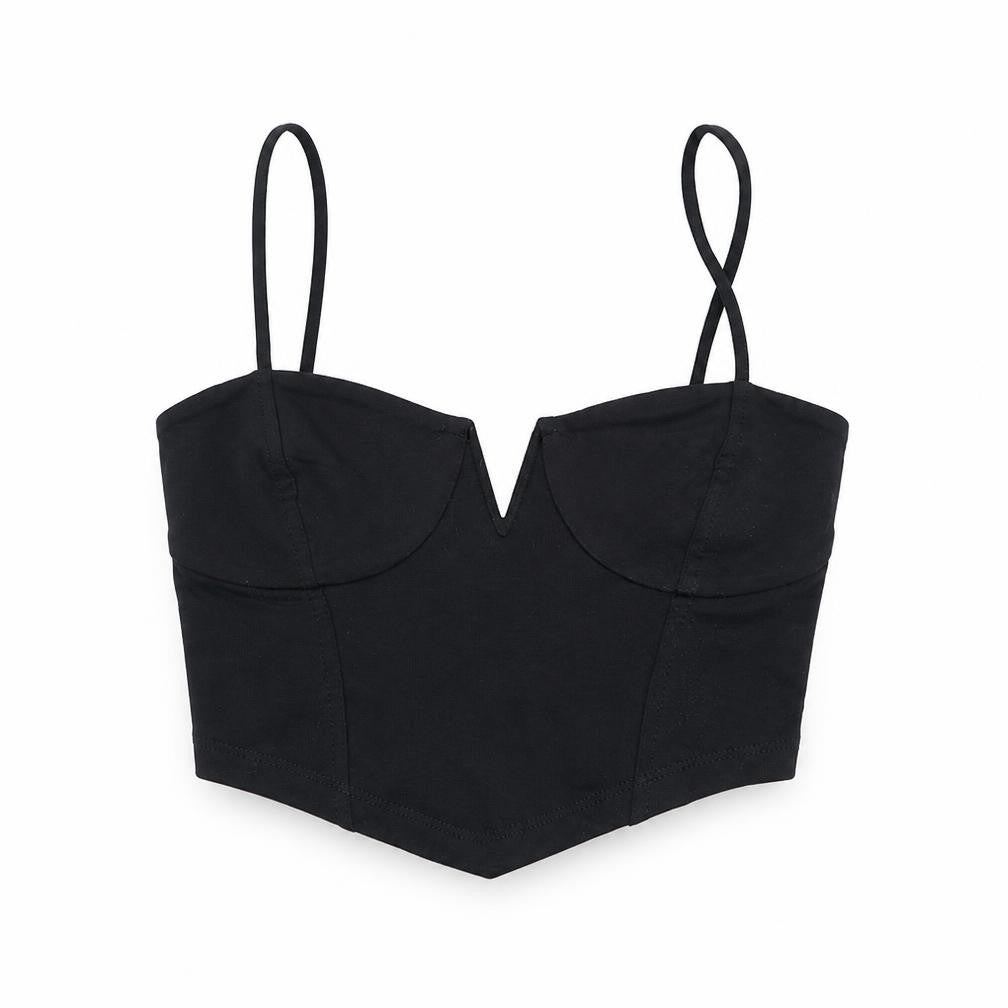 Womens UK Size XS Stradivarius Black Cropped Blouse