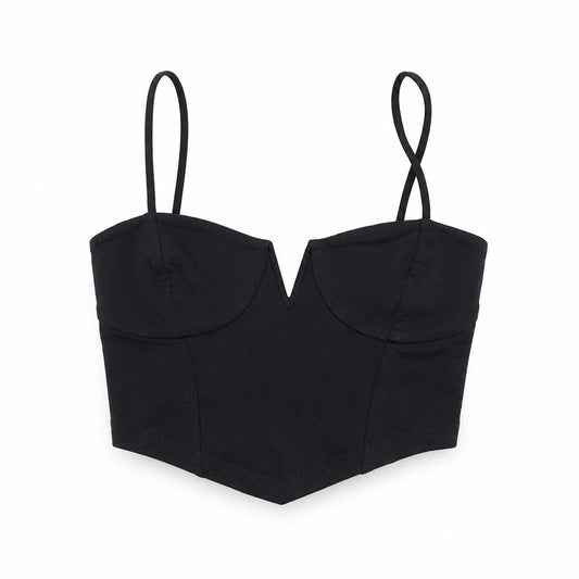 Womens UK Size XS Stradivarius Black Cropped Blouse