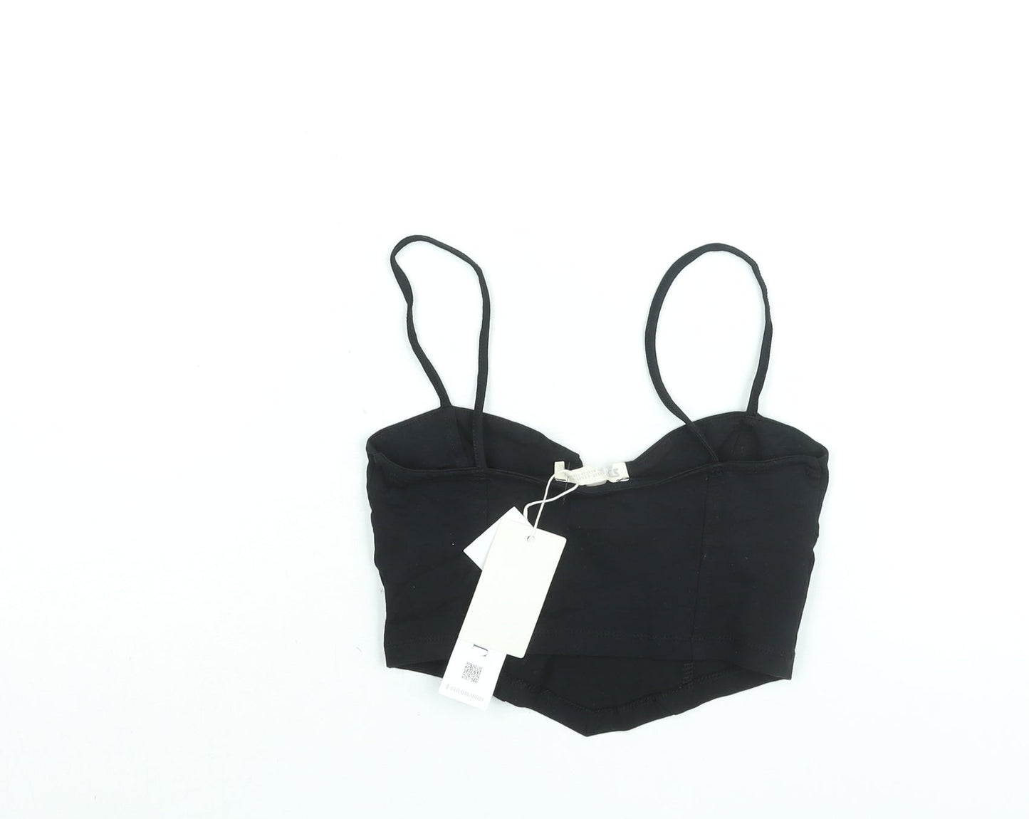 Womens UK Size XS Stradivarius Black Cropped Blouse