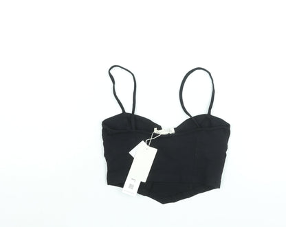 Womens UK Size XS Stradivarius Black Cropped Blouse