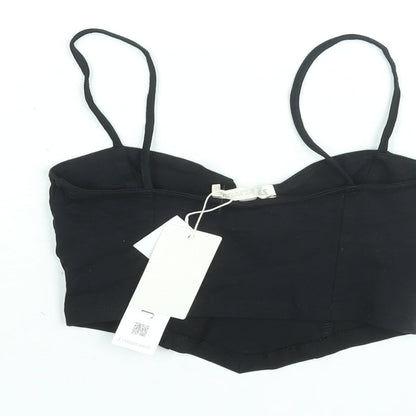 Womens UK Size XS Stradivarius Black Cropped Blouse