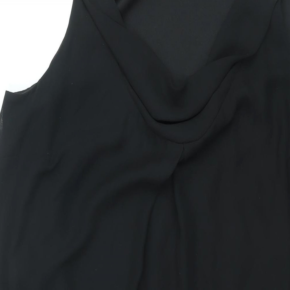 BHS Womens Black Polyester Shift Size 18 Cowl Neck Pullover - Rhinestone Strap