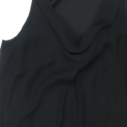 BHS Womens Black Polyester Shift Size 18 Cowl Neck Pullover - Rhinestone Strap