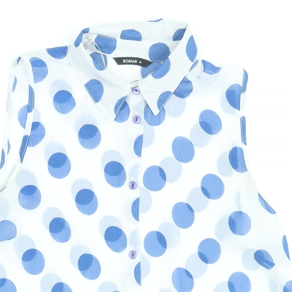 Womens UK Size 10 Roman Blue Basic Blouse