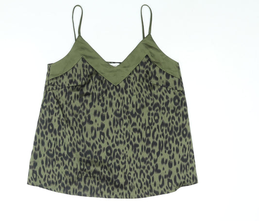 Womens UK Size 10 Apricot Green Camisole Blouse