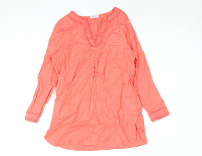 JD Williams Womens Pink Cotton Mini Size 16 V-Neck Pullover