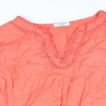 JD Williams Womens Pink Cotton Mini Size 16 V-Neck Pullover