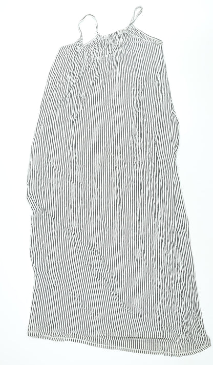 Zara Womens White Striped Viscose Maxi Size M Scoop Neck Pullover