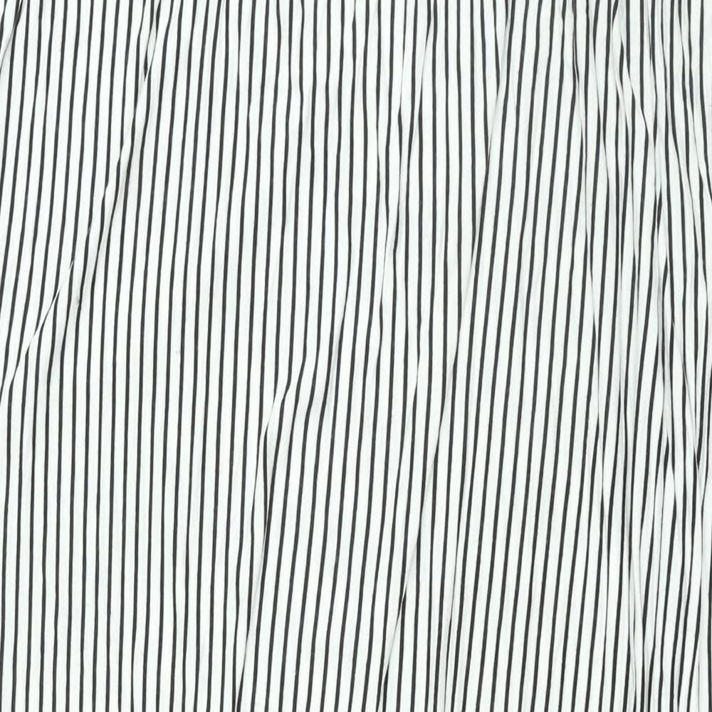 Zara Womens White Striped Viscose Maxi Size M Scoop Neck Pullover