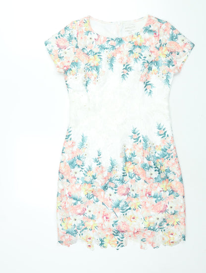 Apricot Womens Multicoloured Floral Polyester Shift Size 12 Round Neck Zip
