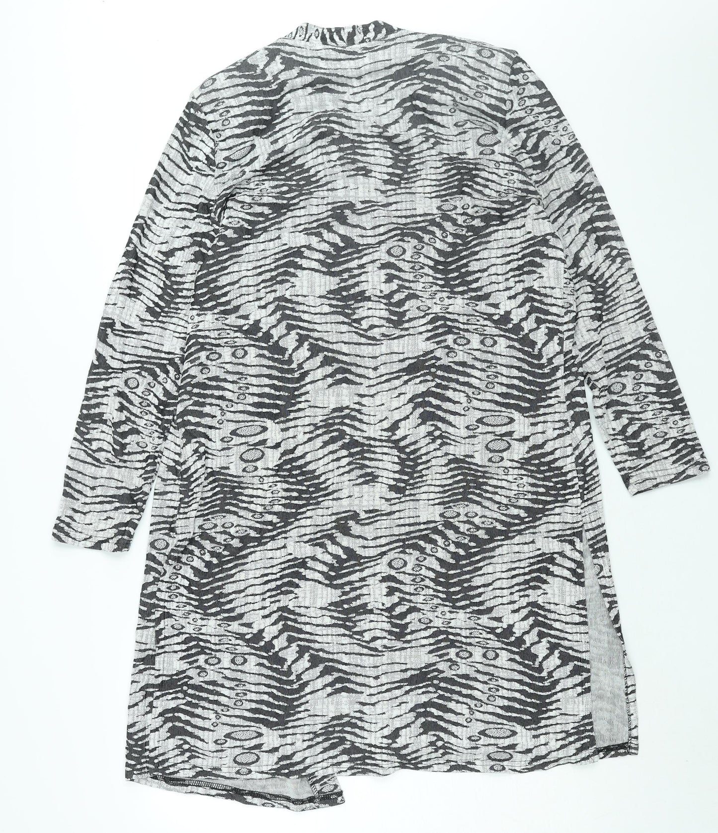 Stephan Womens Black V-Neck Geometric Acetate Cardigan Jumper Size 8