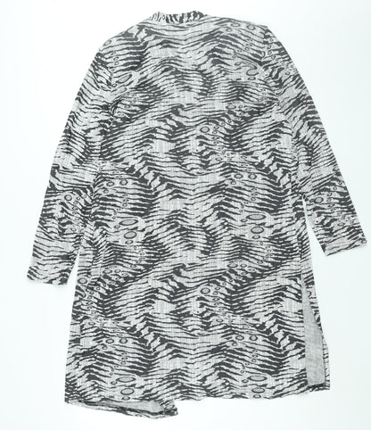 Stephan Womens Black V-Neck Geometric Acetate Cardigan Jumper Size 8