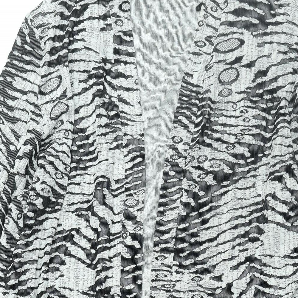 Stephan Womens Black V-Neck Geometric Acetate Cardigan Jumper Size 8
