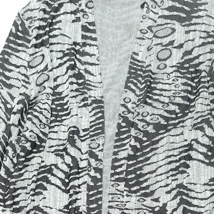 Stephan Womens Black V-Neck Geometric Acetate Cardigan Jumper Size 8