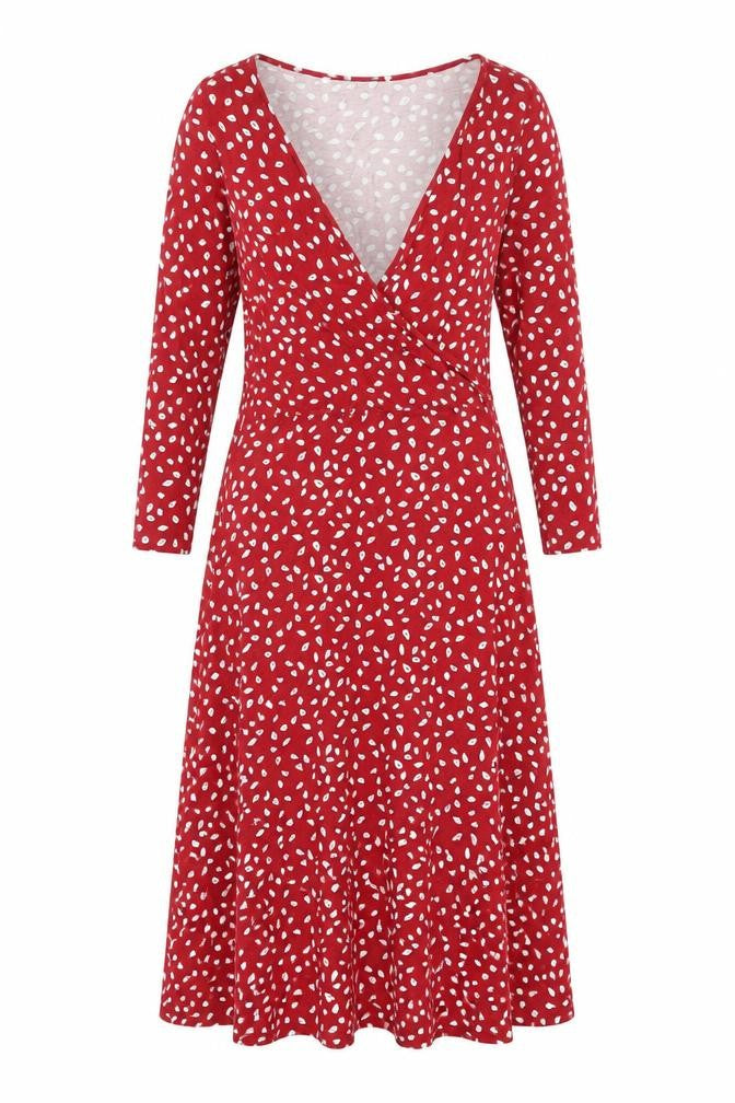 Principles Womens Red Geometric Viscose A-Line Size 14 V-Neck Pullover