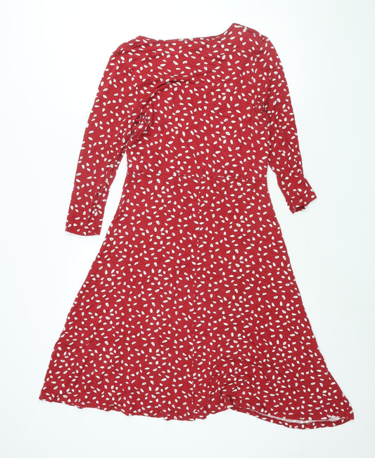 Principles Womens Red Geometric Viscose A-Line Size 14 V-Neck Pullover