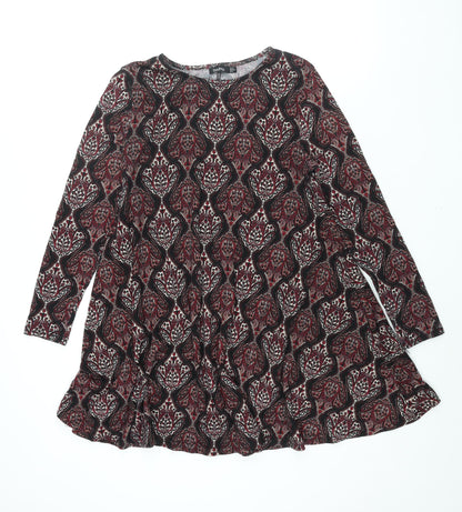 Boohoo Womens Multicoloured Geometric Polyester A-Line Size 12 Round Neck Pullover