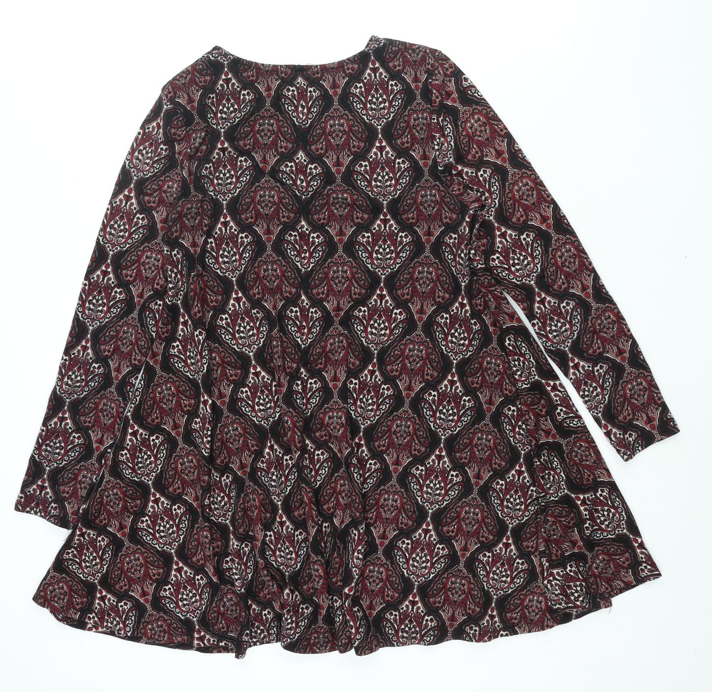 Boohoo Womens Multicoloured Geometric Polyester A-Line Size 12 Round Neck Pullover