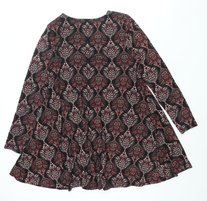 Boohoo Womens Multicoloured Geometric Polyester A-Line Size 12 Round Neck Pullover