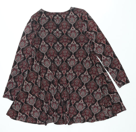 Boohoo Womens Multicoloured Geometric Polyester A-Line Size 12 Round Neck Pullover