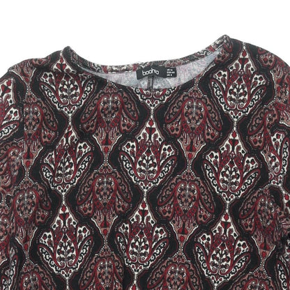 Boohoo Womens Multicoloured Geometric Polyester A-Line Size 12 Round Neck Pullover