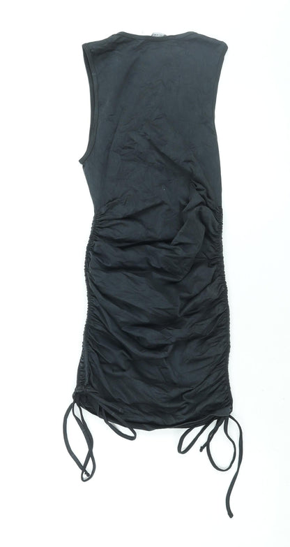 Zara Womens Black Polyamide Mini Size XS Round Neck Pullover - Drawstring