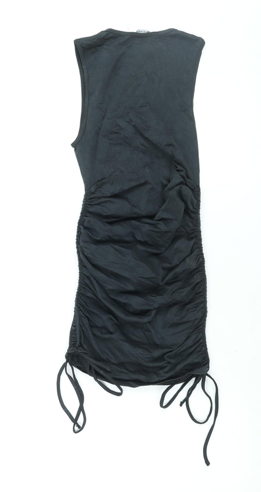 Zara Womens Black Polyamide Mini Size XS Round Neck Pullover - Drawstring