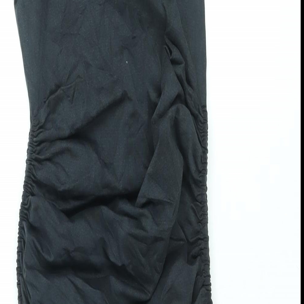 Zara Womens Black Polyamide Mini Size XS Round Neck Pullover - Drawstring