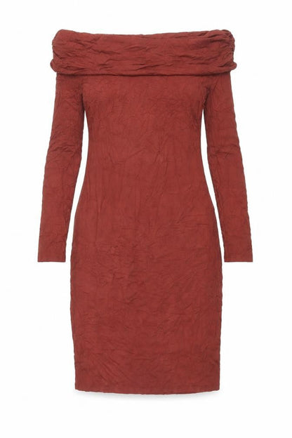 JustFab Womens Brown Viscose Bodycon Size M Off the Shoulder Pullover