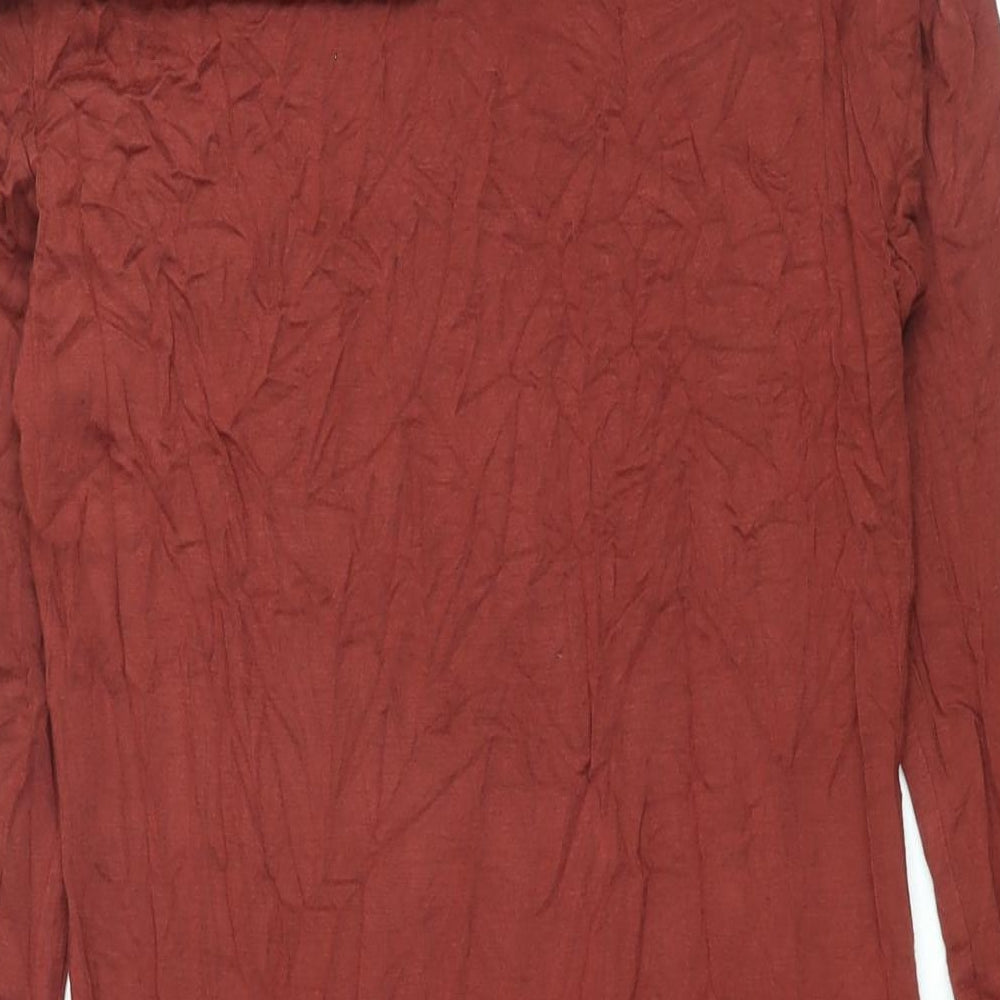 JustFab Womens Brown Viscose Bodycon Size M Off the Shoulder Pullover