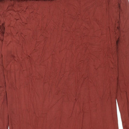 JustFab Womens Brown Viscose Bodycon Size M Off the Shoulder Pullover