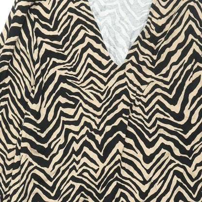 Marks and Spencer Womens Black Geometric Viscose Shift Size 16 V-Neck Pullover - Belted