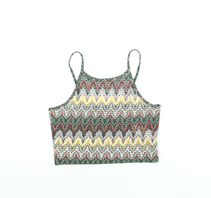 Womens UK Size 10 Topshop Multicoloured Cropped Blouse