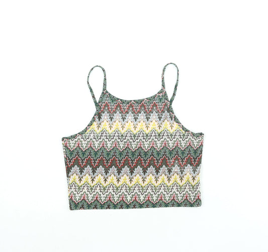 Womens UK Size 10 Topshop Multicoloured Cropped Blouse